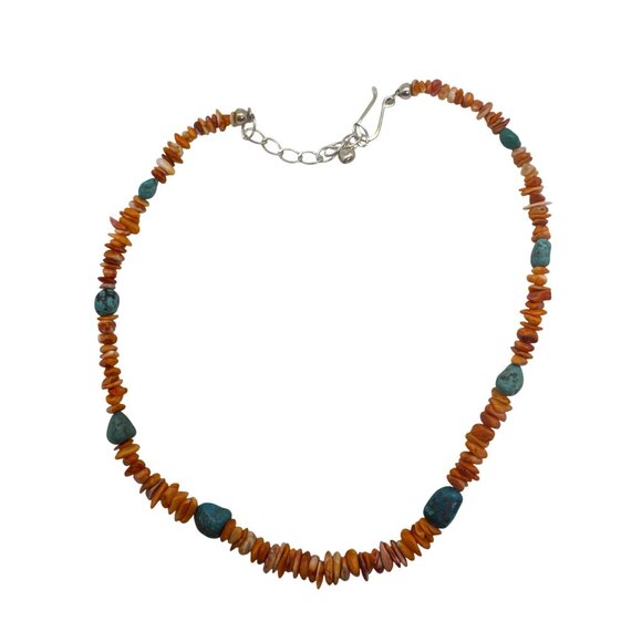 Jay King Sterling Silver Spiny Oyster Turquoise Nugget Necklace Southwestern - Picture 5 of 9